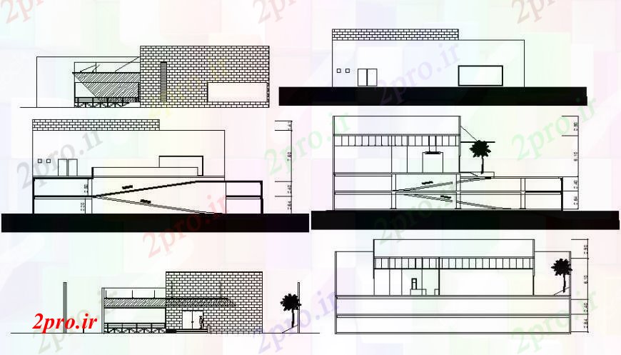 دانلود نقشه هتل - رستوران - اقامتگاه RESTAURENT نما نوار طراحی 34 در 35 متر (کد93732)