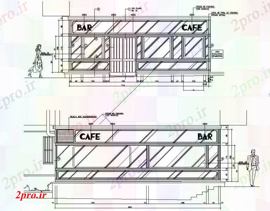 دانلود نقشه هتل - رستوران - اقامتگاه  قهوه نما نوار  طراحی  (کد93735)