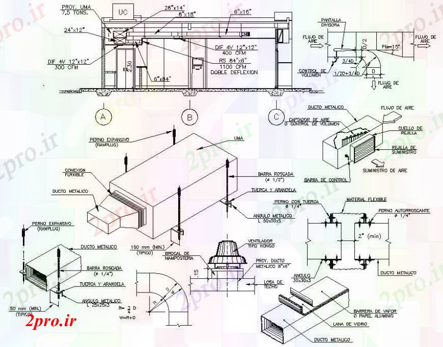 دانلود نقشه جزئیات ساخت و ساز عایق در شبکه کانال   (کد93743)