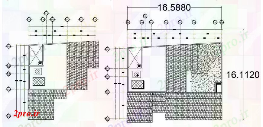 دانلود نقشه مسکونی ، ویلایی ، آپارتمان طراحی دو بعدی از خانه کوچک اتوکد نما 12 در 16 متر (کد93748)