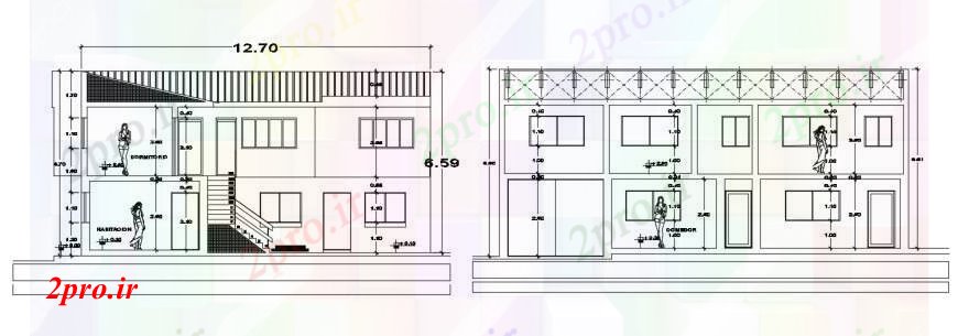 دانلود نقشه مسکونی  ، ویلایی ، آپارتمان  طراحی  دو بعدی  از بخش خانه کوچک   (کد93750)