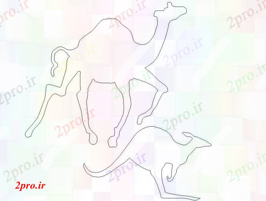 دانلود نقشه بلوک حیوانات  در حال اجرا شتر طراحی   (کد93761)