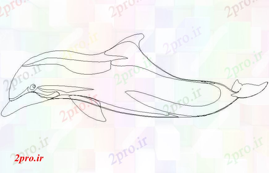 دانلود نقشه بلوک حیوانات  دلفین بلوک  نمای جانبی (کد93766)