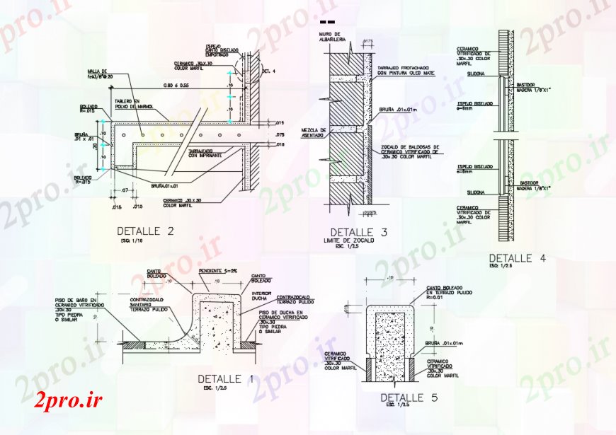 دانلود نقشه حمام مستر طراحی  دو بعدی  از ساخت و ساز حمام  سیستم اتوکد (کد93778)