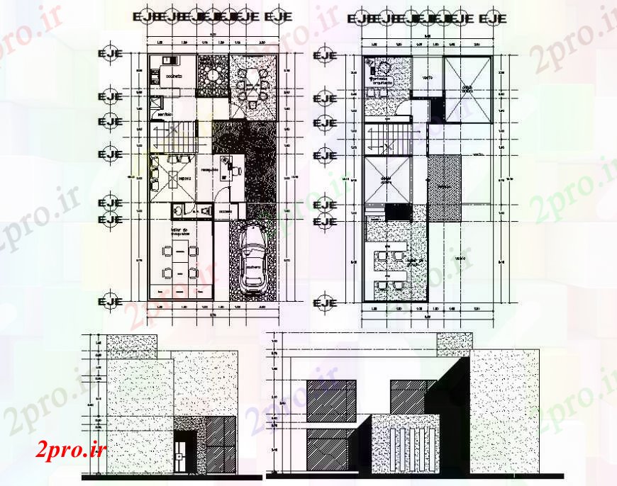 دانلود نقشه ساختمان اداری - تجاری - صنعتی ساختمان اداری شرکت های بزرگ 8 در 15 متر (کد93782)