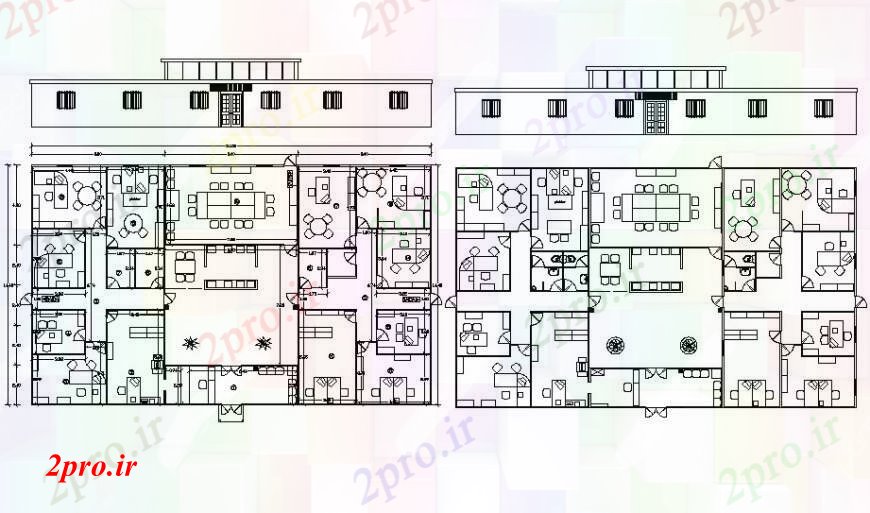 دانلود نقشه ساختمان اداری - تجاری - صنعتی طبقه دفتر دو بعدی طراحی 15 در 24 متر (کد93821)