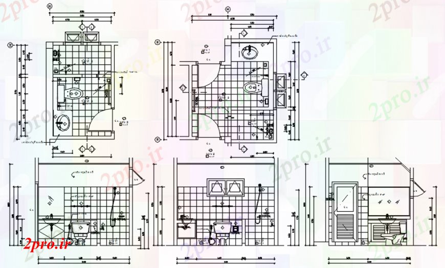 دانلود نقشه حمام مستر طراحی جزئیات طرحی حمام بهداشتی و نما (کد93825)