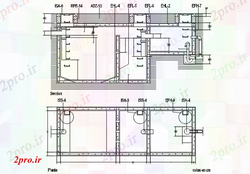 دانلود نقشه جزئیات لوله کشی جزئیات سپتیک تانک بلوک ساختاری (کد93844)