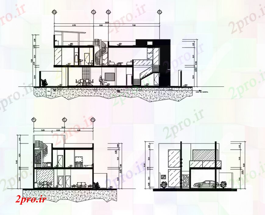 دانلود نقشه مسکونی  ، ویلایی ، آپارتمان  طراحی  دو بعدی  از بخش خانه   (کد93864)