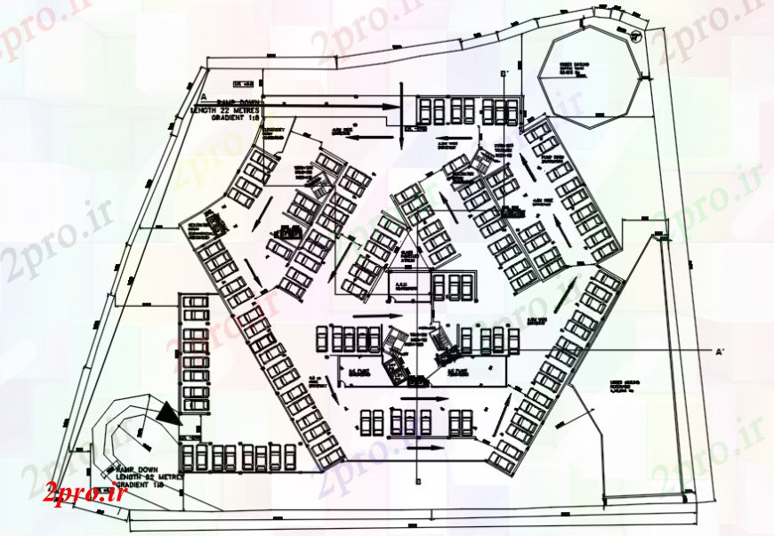 دانلود نقشه ساختمان اداری - تجاری - صنعتی پارکینگ منطقه فضای طراحی جزئیات  دو بعدی    اتوکد (کد93889)