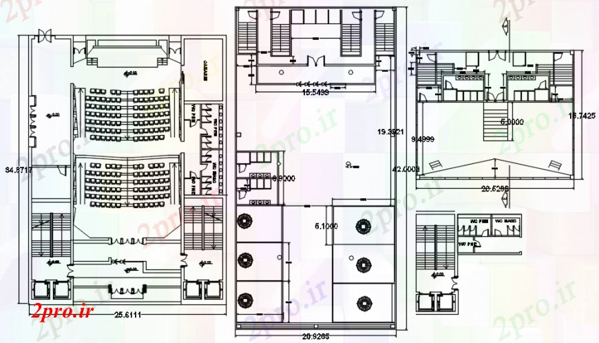 دانلود نقشه ساختمان اداری - تجاری - صنعتی برنامه ریزی از طرحی سالن سالن دو بعدی 20 در 41 متر (کد93910)