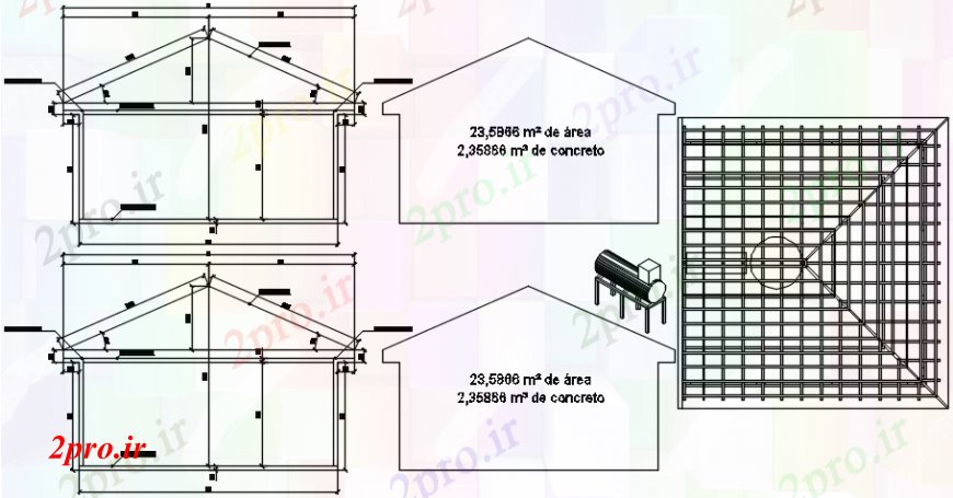 دانلود نقشه مسکونی ، ویلایی ، آپارتمان جزئیات بخشی از خانه 6 در 6 متر (کد93924)