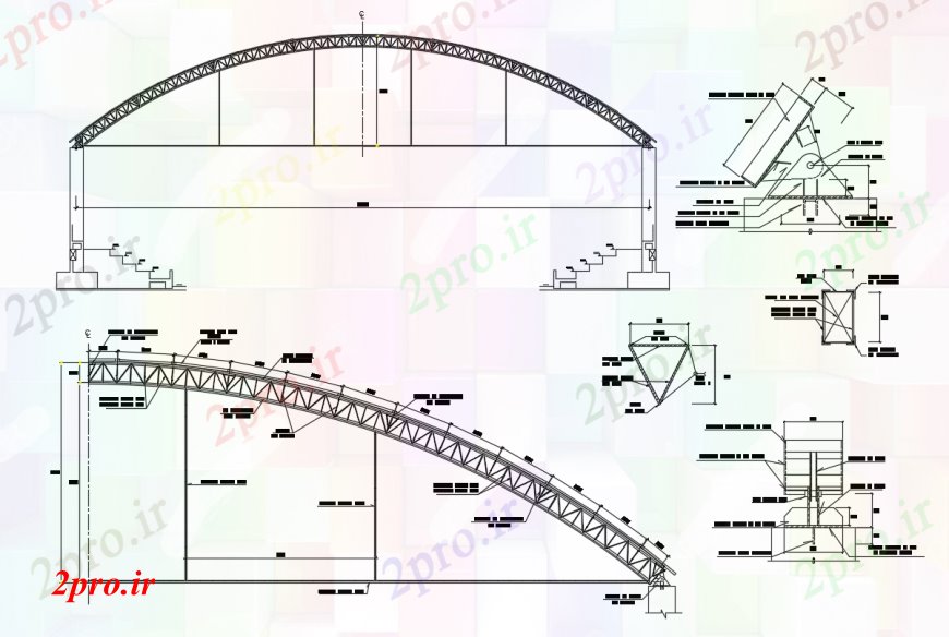 دانلود نقشه جزئیات ساخت و ساز طراحی  دو بعدی  از نیمه سایه دایره  اتوکد (کد93966)