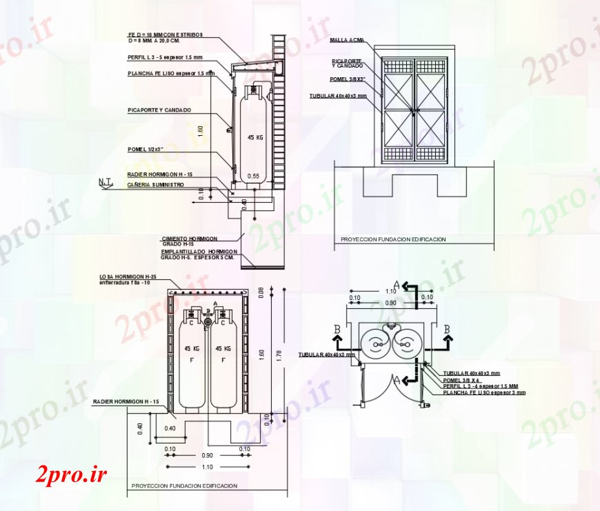 دانلود نقشه جزئیات ساخت و ساز طراحی  دو بعدی  از ساخت و ساز کانال  اتوکد پمپ (کد93970)