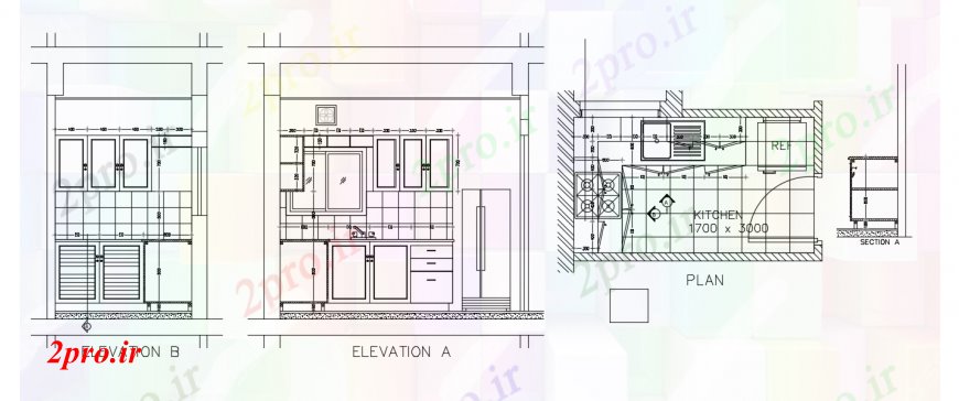 دانلود نقشه طراحی مبلمان آشپزخانه طراحی  دو بعدی  نما آشپزخانه  ساختار اتوکد (کد93976)