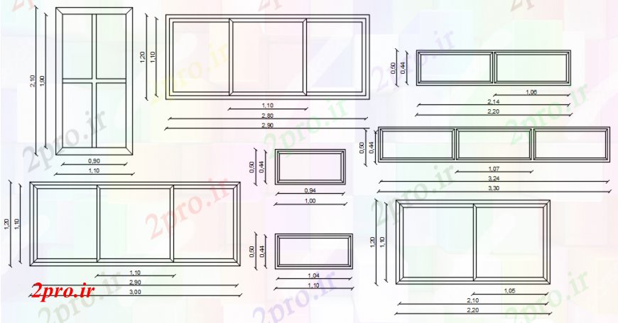 دانلود نقشه جزئیات طراحی در و پنجره  نماطراحی های واحد پنجره درب  اتوکد (کد94032)