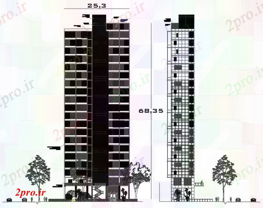 دانلود نقشه مسکونی  ، ویلایی ، آپارتمان  طراحی  دو بعدی  از  اتوکد آپارتمان   بیرونی (کد94041)