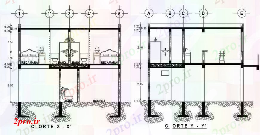 دانلود نقشه مسکونی  ، ویلایی ، آپارتمان  طراحی  دو بعدی  از خانه دوبلکس  اتوکد نما (کد94048)