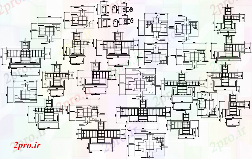 دانلود نقشه جزئیات ستون مفاصل ستون های متعدد، بخش و ساختار سازنده طراحی جزئیات  (کد94087)