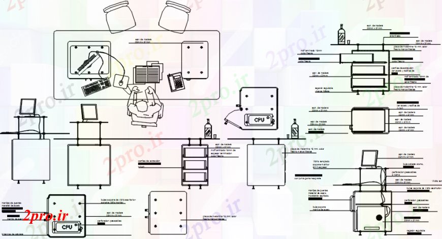 دانلود نقشه طراحی مبلمان اداری - تجاریشیشه ای دفتر نما میز، بخش طراحی و طراحی نجاری جزئیات  (کد94090)