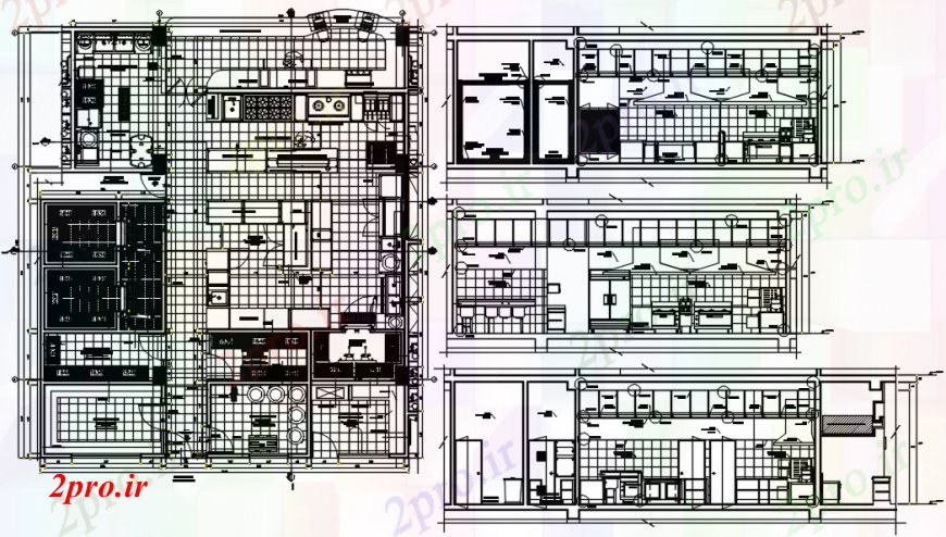 دانلود نقشه آشپزخانه آشپزخانه لوکس برای طرحی توزیع ویلا با مبلمان جزئیات طراحی  (کد94098)