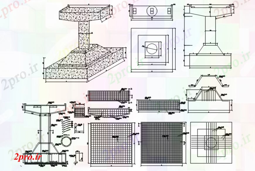 دانلود نقشه جزئیات ساخت پل مبنایی برای پل فضایی و ساختار سازنده طراحی جزئیات  (کد94106)