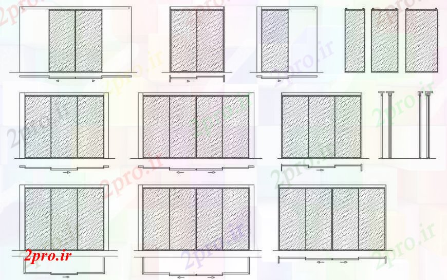 دانلود نقشه کمد دیواری لباس طراحی  دو بعدی  از دیوارهای  اتوکد (کد94135)