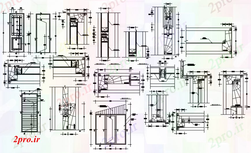 دانلود نقشه جزئیات طراحی در و پنجره  چوبی باز کردن چند درب نماات و نصب و راه اندازی طراحی جزئیات  (کد94136)