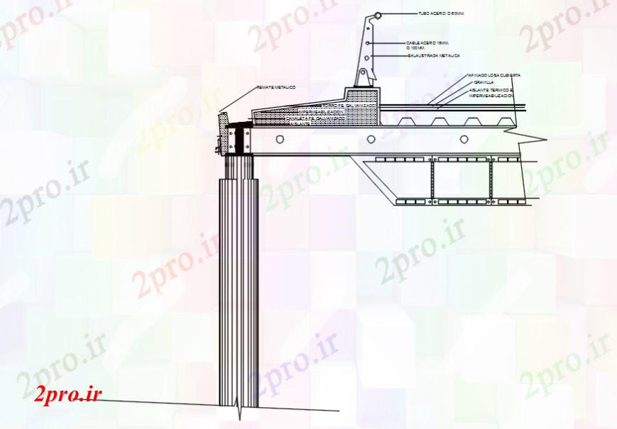 دانلود نقشه طراحی جزئیات ساختار گوشه سقف ساختار سازنده جزئیات طراحی  (کد94158)