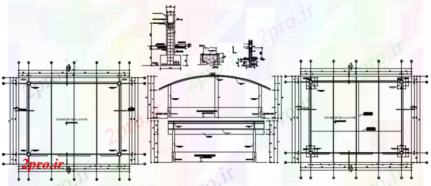 دانلود نقشه طراحی جزئیات ساختار سیستم ساخت و ساز فلزی بخش سازنده جزئیات 9 در 11 متر (کد94174)