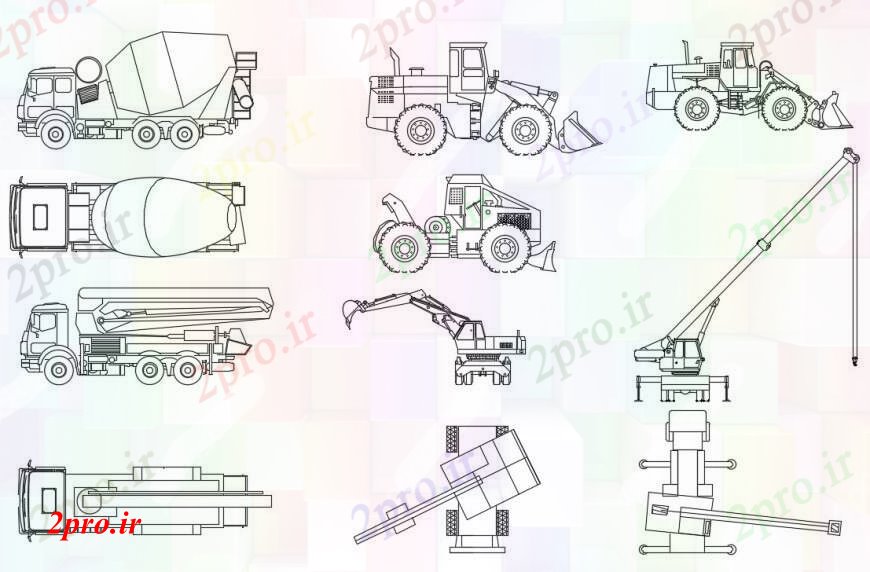 دانلود نقشه جزئیات ساخت و ساز  دو بعدی  رسم وسایل نقلیه  ساخت و ساز  اتوکد (کد94195)