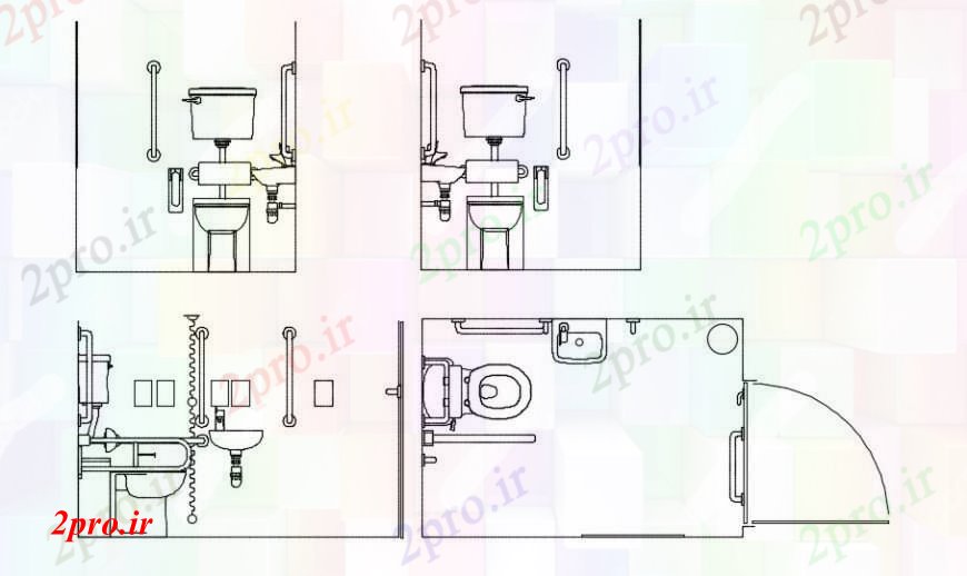 دانلود نقشه حمام مستر جزئیات  طراحی های واحد توالت غیر فعال (کد94256)