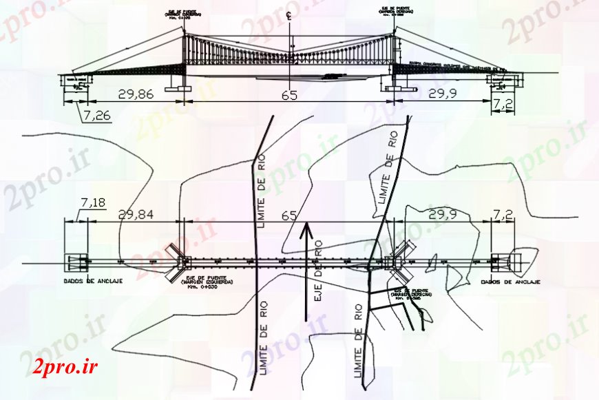 دانلود نقشه جزئیات ساخت پل سمت پل معلق و بخش بالای صفحه  و ساخت و ساز جزئیات (کد94271)