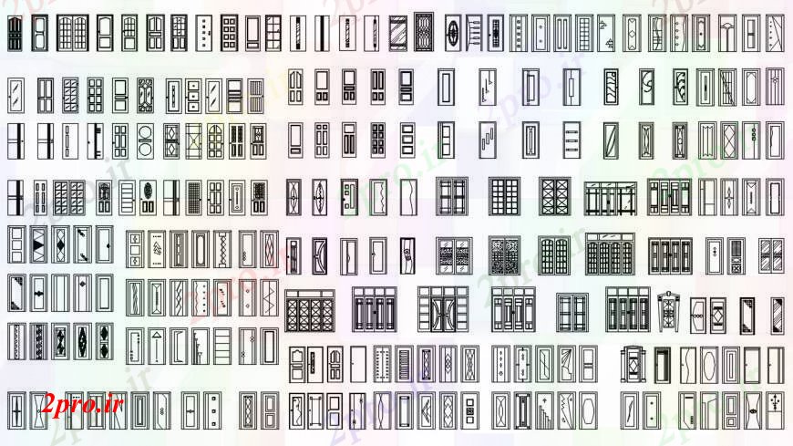 دانلود نقشه جزئیات طراحی در و پنجره  جزئیات  طراحی های الگوی درب طراح (کد94278)