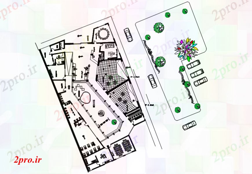 دانلود نقشه باغ کودکان باغ ساختار محوطه سازی طراحی جزئیات 25 در 25 متر (کد94287)