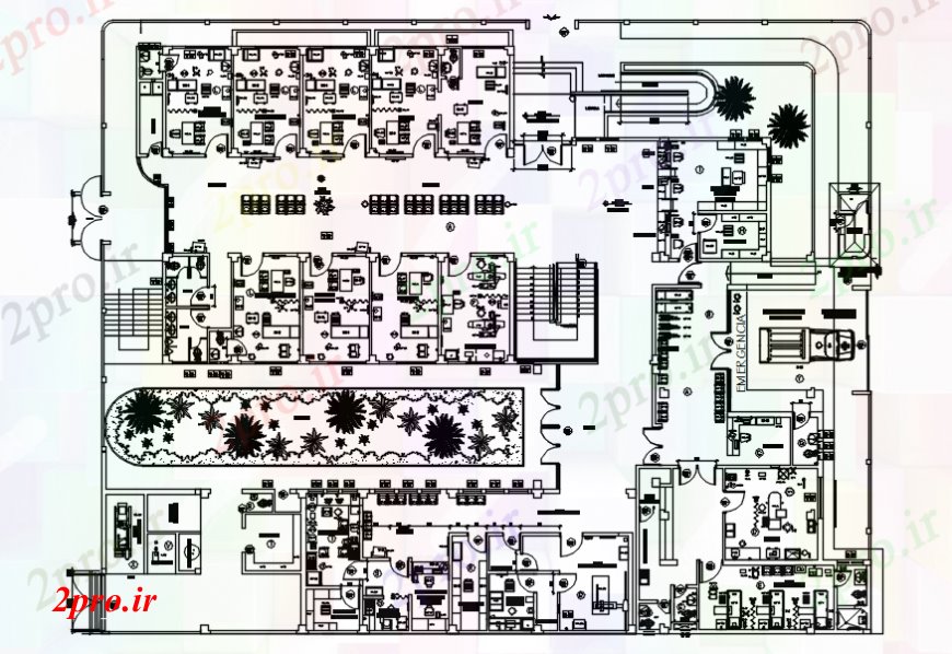 دانلود نقشه بیمارستان - درمانگاه - کلینیک طرحی بهداشت و درمان مرکز پخش دو بعدی طراحی جزئیات 32 در 40 متر (کد94302)