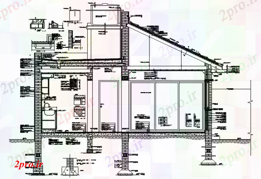 دانلود نقشه طراحی جزئیات ساختار جبهه اصلی سازنده بخش طراحی جزئیات از کلبه خانه (کد94305)