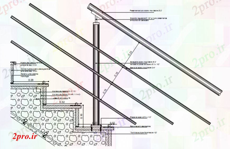 دانلود نقشه جزئیات پله و راه پله   راه پله بخش اصلی و ساختار سازنده طراحی جزئیات  (کد94319)