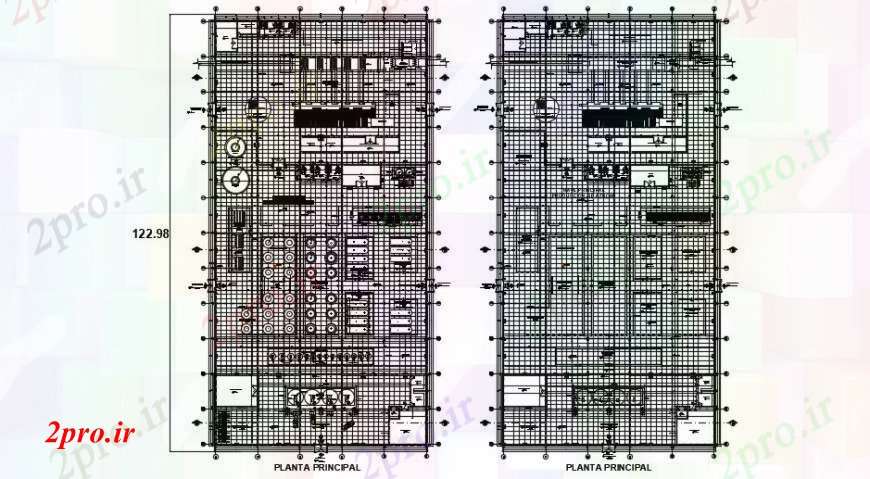 دانلود نقشه کارخانه صنعتی ، کارگاه شکر کارخانه کارخانه کف توزیع طراحی جزئیات 60 در 121 متر (کد94333)