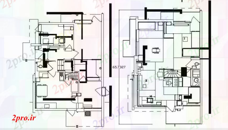 دانلود نقشه مسکونی  ، ویلایی ، آپارتمان  خانه دو طرحی طبقه و ساختار با مبلمان جزئیات طراحی  (کد94334)