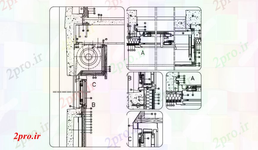 دانلود نقشه جزئیات طراحی در و پنجره  پیمایش کور درب پنجره نصب طراحی جزئیات (کد94352)