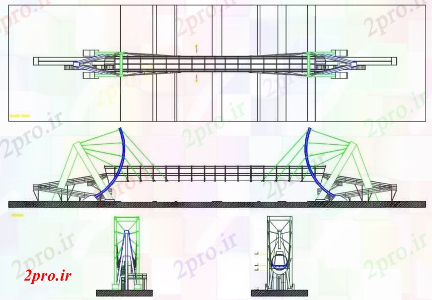 دانلود نقشه جزئیات ساخت پل خودرو و پا Bridge تمام بخش طرفه و ساختار سازنده طراحی جزئیات  (کد94366)