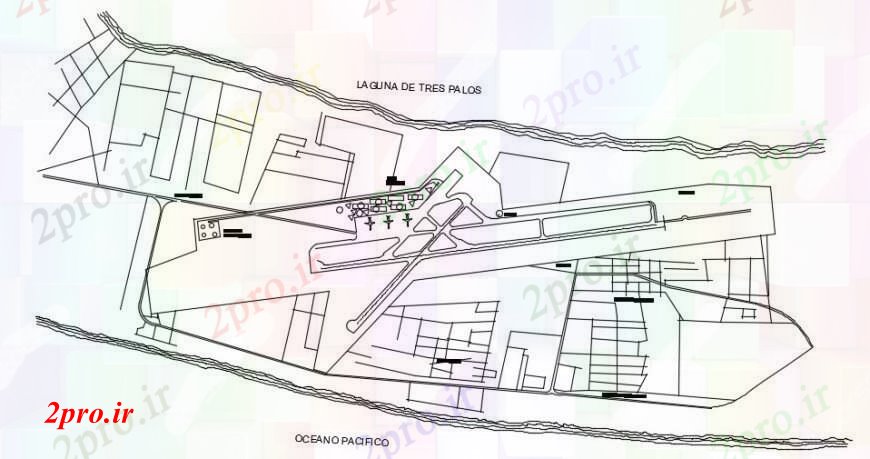 دانلود نقشه فرودگاه توزیع فرودگاه بین المللی و ساختار محوطه سازی طراحی جزئیات 7 در 25 متر (کد94369)