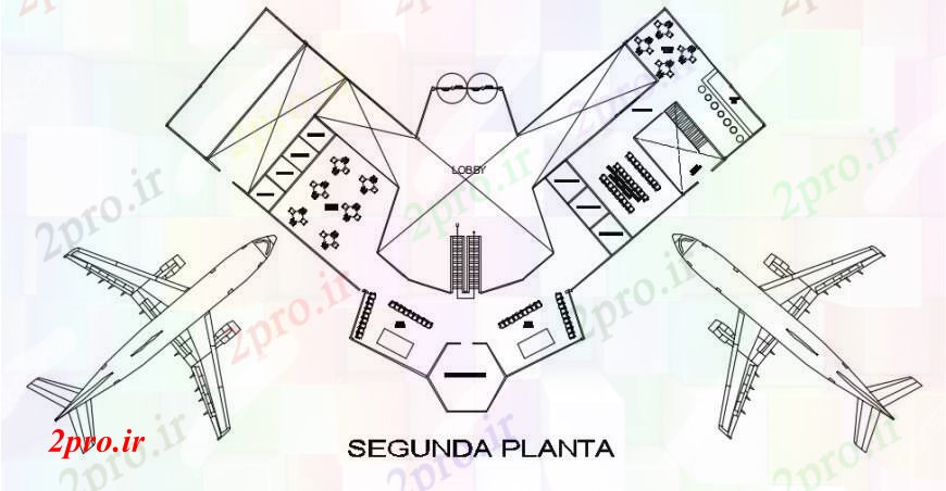 دانلود نقشه فرودگاه فرودگاه Huánuco در طبقه دوم توزیع طرحی های (کد94385)