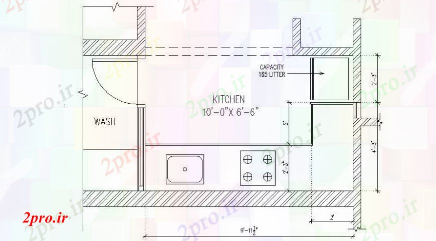 دانلود نقشه آشپزخانه کوچک آشپزخانه مشترک طراحی های  (کد94427)