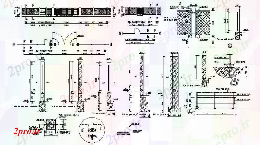 دانلود نقشه طراحی جزئیات ساختار دروازه اصلی خانه و نما حصار، طرحی و نصب و راه اندازی طراحی جزئیات سازنده 4 در 6 متر (کد94431)