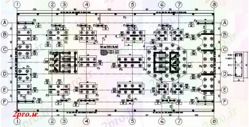 دانلود نقشه طراحی جزئیات ساختار طبقه همکف فریم ساختار طراحی جزئیات برای برج اداری (کد94461)