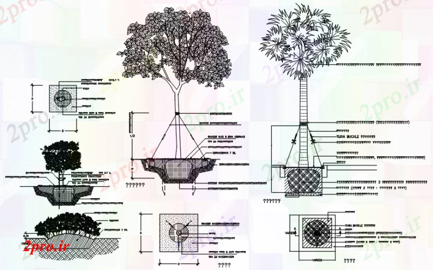 دانلود نقشه درختان و گیاهان   طراحی جزئیات محوطه سازی واحدهای بلوک  اتوکد (کد94525)