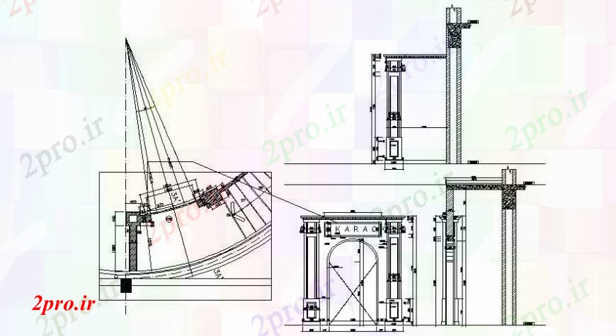 دانلود نقشه جزئیات طراحی در و پنجره  اصلی نما تک درب و طراحی نصب و راه اندازی جزئیات  (کد94562)