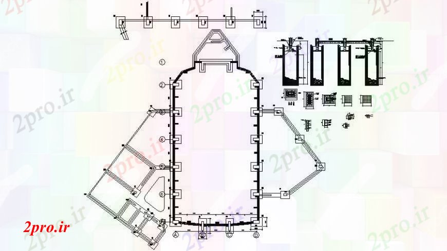 دانلود نقشه طراحی جزئیات ساختار طرحی بنیاد و جزئیات ساختار سازنده برای کلیسا (کد94622)